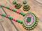Pretty Green & Pink Chakra Set with Jhumkas Pretty Green & Pink Chakra Set with Jhumkas