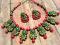 Green & Red Floral Design Choker Set \w Floral Studs Green & Red Floral Design Choker Set \w Floral Studs