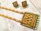 Orange & Gold Square Terracotta Necklace Set \w Studs Orange & Gold Square Terracotta Necklace Set \w Studs