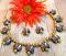 Bright Mutli Color Terracotta Choker in Gold \w Earrings