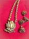 Golden Lotus Terracotta Necklace with Lotus Jhumkas