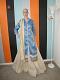 White and Gold Lehenga & Blue Long Silk Brocade Kurtha (Festival Discount )