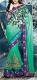 Teal green saree with all over embroidery with unique border