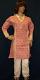 Soft Pink Ivory Cotton Hand Crafted Tunic Top Kurti (M) #26910