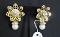 Star Shaped Golden Earrings w/ Leaf Stones & Dangling Pearl