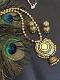 Grand Gold Big Sized Terracotta  Pendant Set w/ Jhumkas in Gold