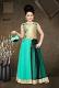 Green Gold Indian Ethnic Kids Designer Long Gown Party Wear 7 - 8 Year Girl