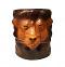 Embossed Lion Leather Covered Paper Mache Accent Table Embossed Lion Leather Covered Paper Mache Accent Table