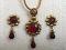 Short Golden Chain & Maroon Pendent Set With Earring