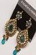 Teal Stone Studded Antique Finish Earrings Teal Stone Studded Antique Finish Earrings