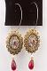 Red and Pink Stone Studded Antique Finish Earrings