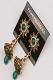 Green Stone Studded Antique Finish Bell Earrings