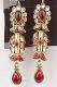 Red And Maroon Stone Studded Antique Finish Earrings