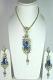 Blue and Golden Color Stone Studded Pendant Set