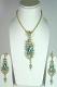 Teal and Golden Color Stone Studded Pendant Set