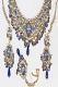 Violet Blue & White Kundan Studded Necklace Set