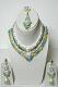 Yellow & Blue w/ Silver Color Stone Studded Pendant Set