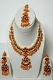 Orange & Red w/ Gold Color Stone Studded Pendant Set