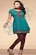 Blue & Brown Cotton Readymade Churidar Kameez Suit Blue & Brown Cotton Readymade Churidar Kameez Suit