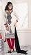 White & Red Chiffon Georgette & Crepe Blend  Semi stitched Dress Material