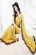 Yellow Crushed Georgette Designer Saree w/ Blouse