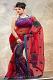 Red Violet & Multicolor Designer Net Brasso Saree w/ Blouse Red Violet & Multicolor Designer Net Brasso Saree w/ Blouse