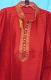 Men's XL & XXL Plus Size Red Slub Kurta Beige Tussar Pajama Set