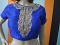 Raw Silk Royal Blue Blouse With Gold Work Around Neck Raw Silk Royal Blue Blouse With Gold Work Around Neck