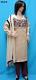 Pakistani Beige Gold Crushed Silk Salwar Kameez Dupatta Large Size #8400