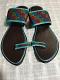 Fancy Sandals Brown for Women in Blue w/ Check Design - 7,11 Fancy Sandals Brown for Women in Blue w/ Check Design - 7,11