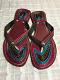 Rajasthani Style Sandal in Maroon w/ Colorful Embroidery - 7,12
