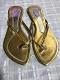 Women Fancy Golden Bridal Sandals Slippers w/ Stone Work - 6-7 Women Fancy Golden Bridal Sandals Slippers w/ Stone Work - 6-7