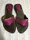Women's Fancy Sandals w/ Magenta Brown Dots & Light Heal - 6 Women's Fancy Sandals w/ Magenta Brown Dots & Light Heal - 6