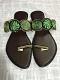 Brown Women Fancy Sandals w/ Teal Green & Gold Design 7,10,11 Brown Women Fancy Sandals w/ Teal Green & Gold Design 7,10,11