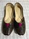 Punjabi Jutti Shoes in Brown Maroon w/ Handwork for Women - 3,7 Punjabi Jutti Shoes in Brown Maroon w/ Handwork for Women - 3,7