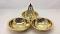 Gold Condiment w/ 3 Holders/Bowls for Puja Offering