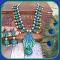 Grand Long Terracotta Haaram and Jhumkas in Peacock Shades of Blue & Green!