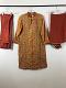 Brown Raw Silk Dress w/ Churidar Pants & Chiffon Dupatta