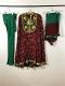 Dark Maroon Bandini Print Dress w/  Satin Churidar Pants & Chiffon Dupatta