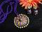 Purple and orange Terracotta pendant and Jhumka in a long thread rope-!!!