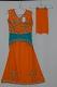 Orange & Sea Green Georgette Lehenga Choli Dress w/ Stole
