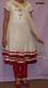 Girl’s Elegant White Red Anarkali Suit for 9 to 11 Year Child #2690
