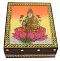 Handcrafted Antique Finish Wooden Box w/ Lakshmi Ji Picture 2pcs 7X5"