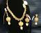 Golden Filigree Pearls Indian Necklace Set w/ Earrings
