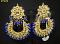 Golden Crown Blue Beads Rhinestones Chandbali Earrings Golden Crown Blue Beads Rhinestones Chandbali Earrings