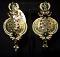 Golden Chand Bali Red Green Stones Earrings