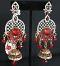Golden Chandelier Jhumki Red Crystal Stones Earrings Golden Chandelier Jhumki Red Crystal Stones Earrings