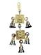 Brass w/ Silver Finish Antique Wall Decor of Lakshmiji & Ganeshji 9"