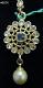 Mang Tikka Head Jewelry, Encrusted Golden Stones w/ Hanging Pearl #8678
