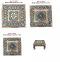 Puja Chowki, Oxidized Silver Engraved Bajot w/ Copper Trim 12" - 18' Puja Chowki, Oxidized Silver Engraved Bajot w/ Copper Trim 12" - 18'